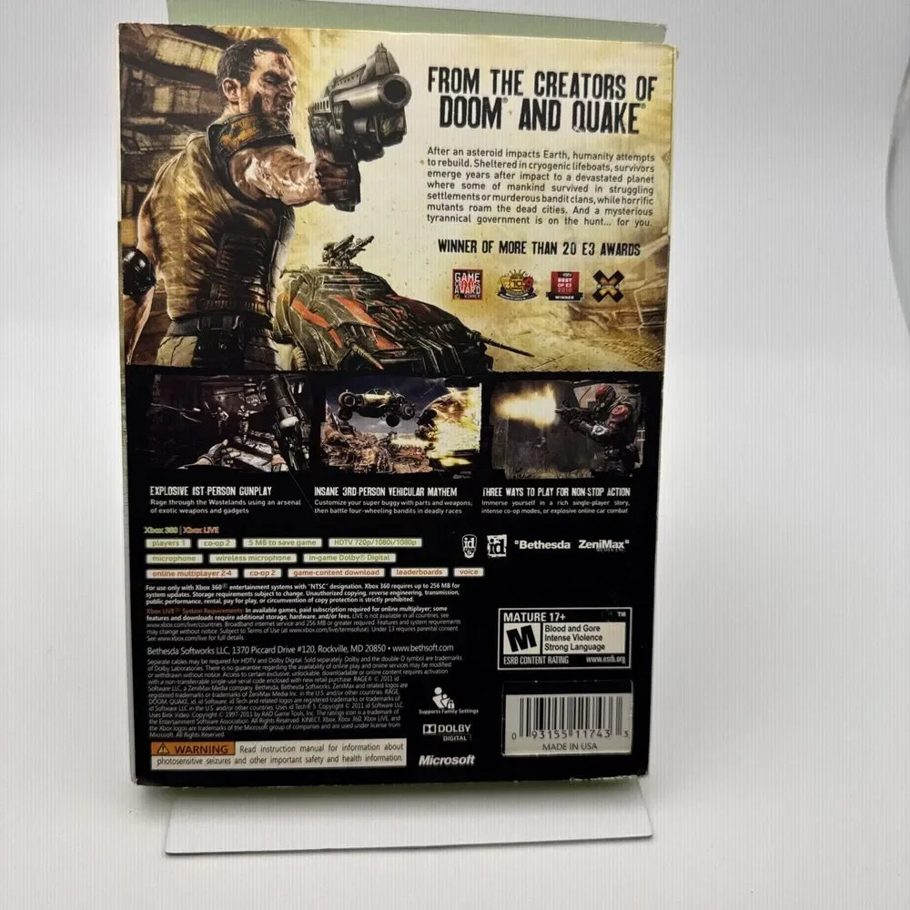 Rage Anarchy Edition 3 Discs With Case & Manual Microsoft Xbox 360 Tested